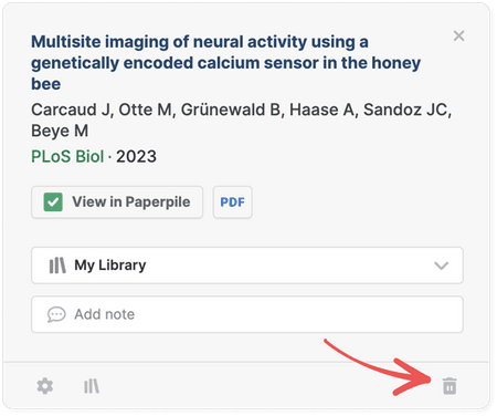 Trash references with the extension popup