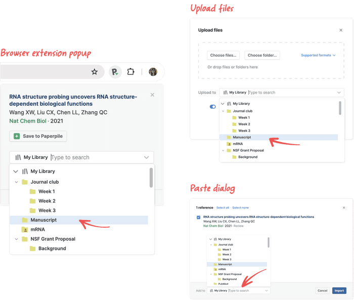 Choose where to import your references