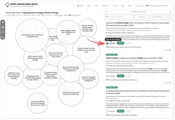 Paperpile works with Open Knowledge Maps