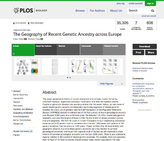 A PLOS Biology article  on their website from 2013