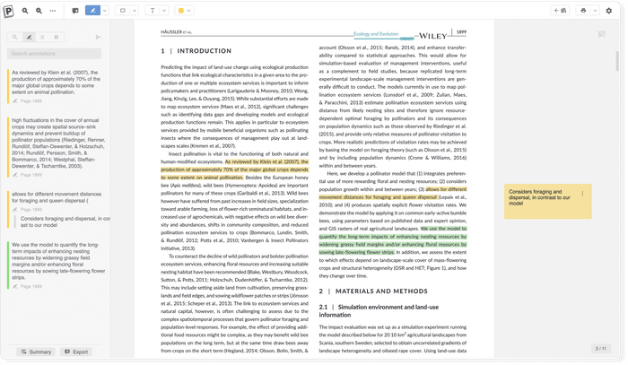 Annotations on reference PDF