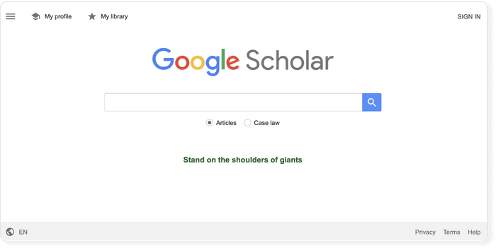 Search interface of Google Scholar