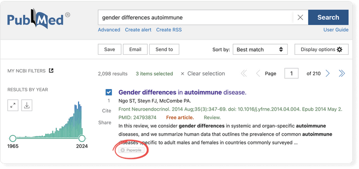 Paperpile button on PubMed