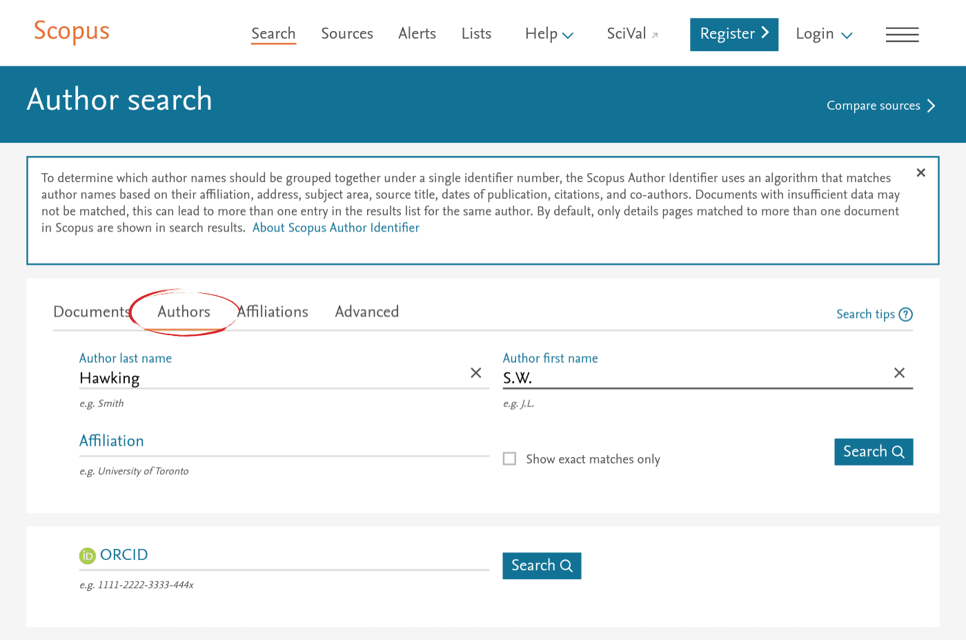 Scopus author id