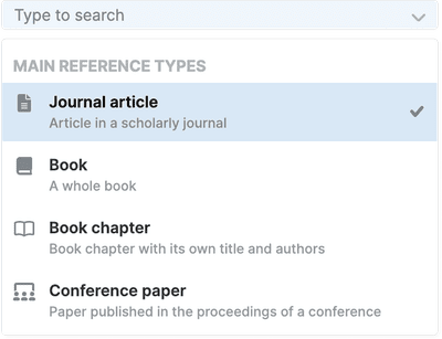 Main References References and metadata | Paperpile Help Center