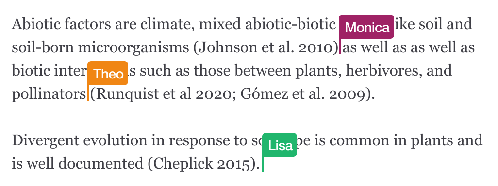 Collaborate on citations in the same document