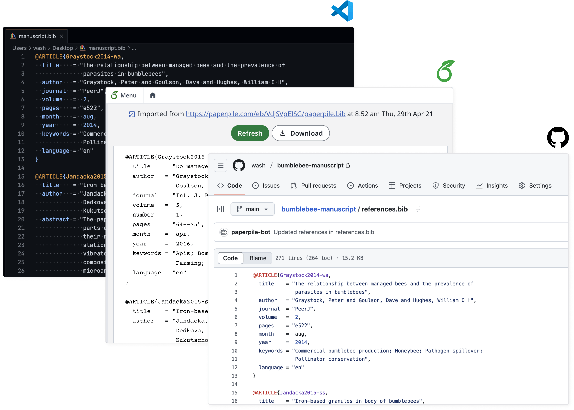 Keep BibTeX files automatically in sync with your library