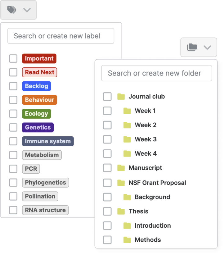 Organize your library with folders and labels