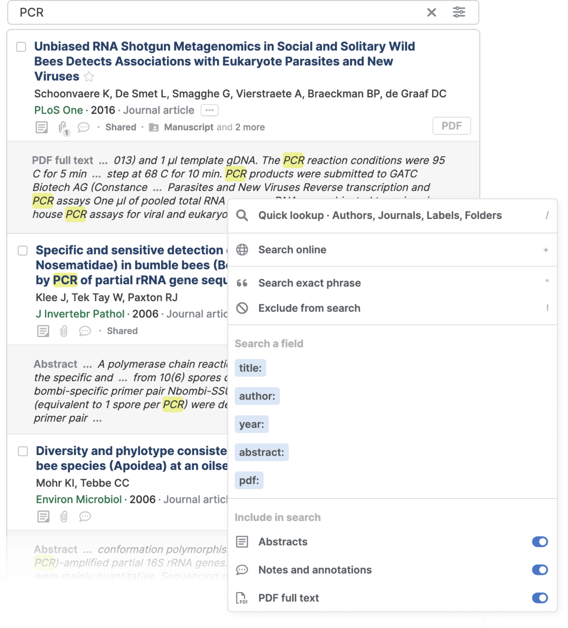 Search papers fast
