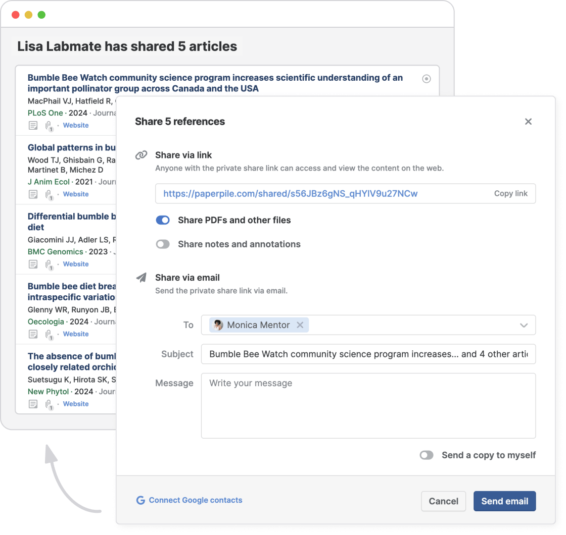 Send papers via a private share link