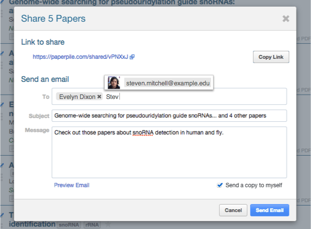 Share papers by email