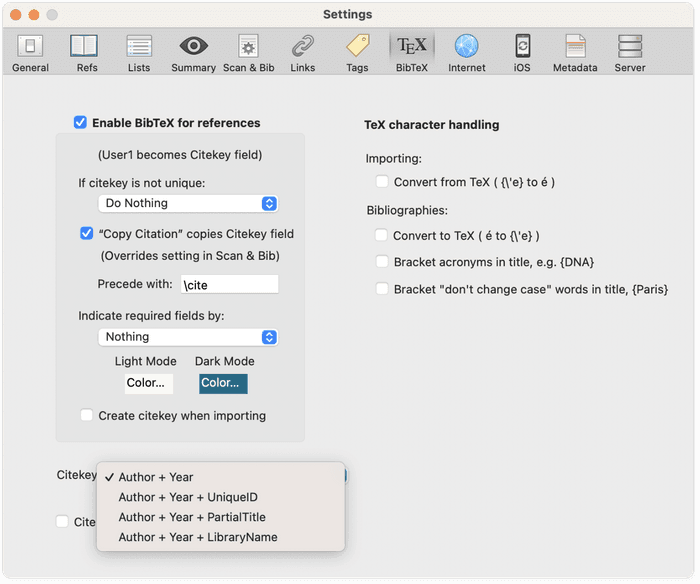 Bookends BibTeX dialog