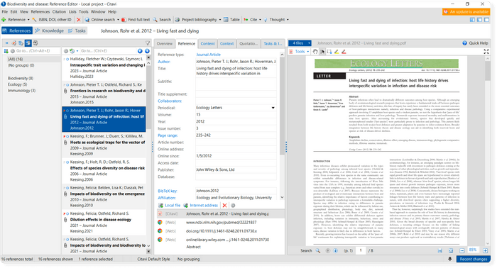 Citavi's reference editor