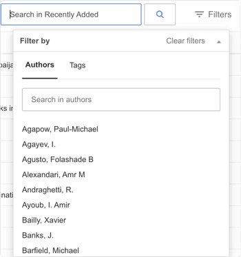 Mendeley filter