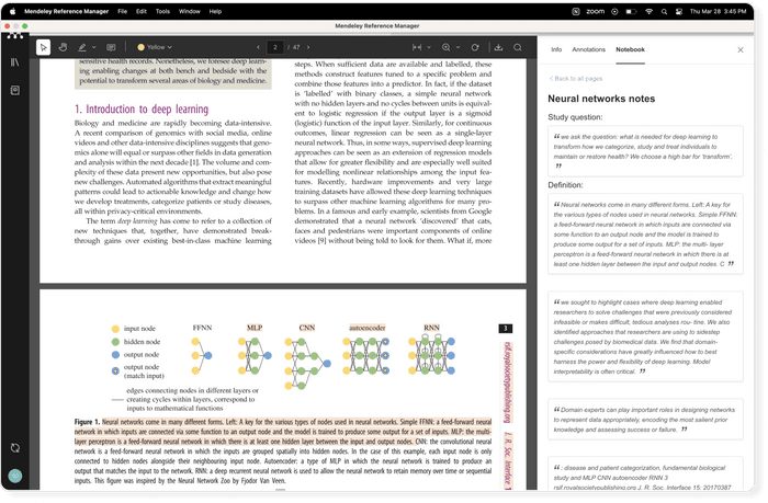 Mendeley notebook