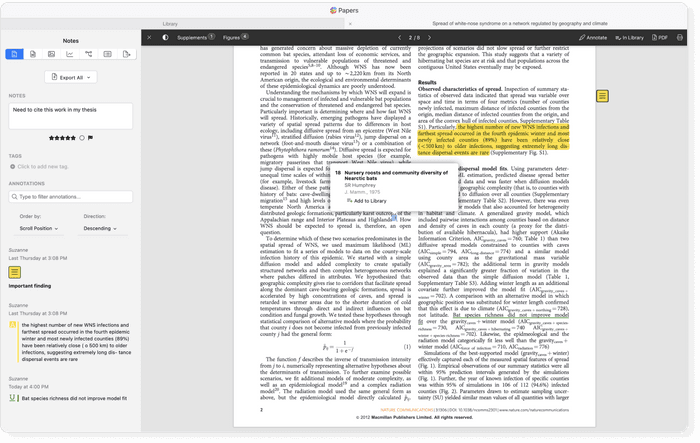 Annotations in Papers' PDF reader