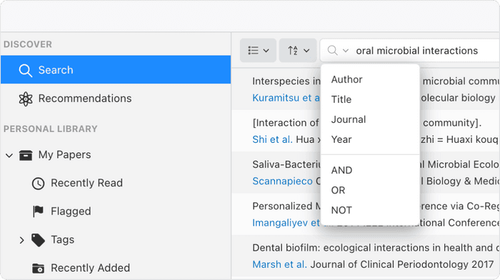 Papers' search feature