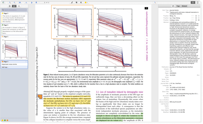 Annotations in Zotero's PDF reader