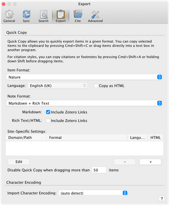 Zotero's quick copy feature