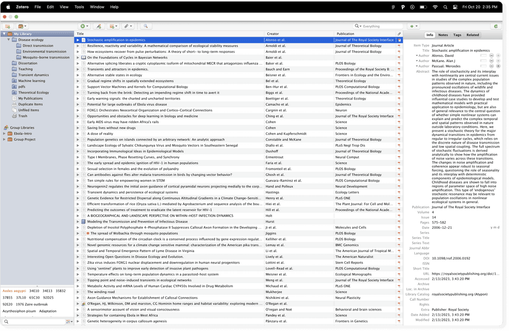 Zotero user interface screenshot