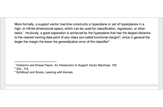 how to make a footnote refer to multiple sentances